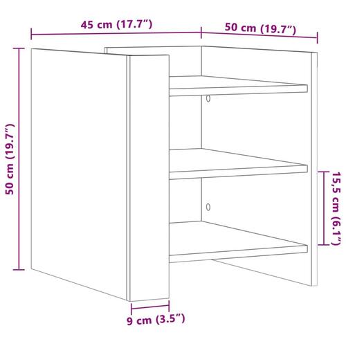 Sengebord 45x50x50 cm konstrueret træ hvid