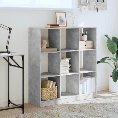 Bogreol 102x32x109 cm konstrueret træ betongrå