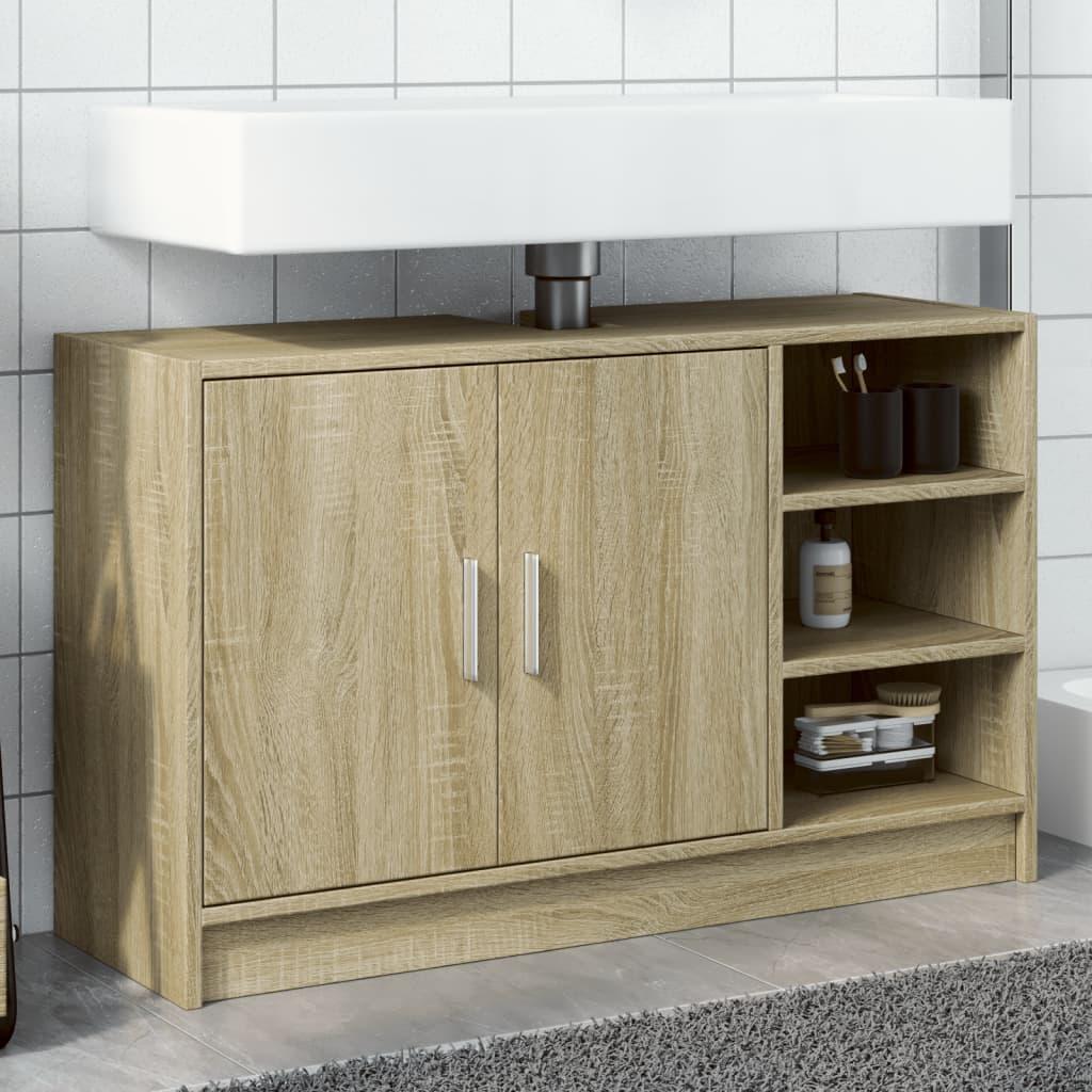 Underskab til håndvask 90x29x55 cm konstrueret træ sonoma-eg