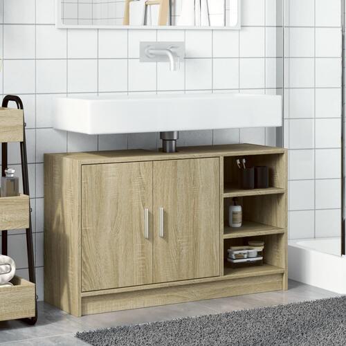 Underskab til håndvask 90x29x55 cm konstrueret træ sonoma-eg