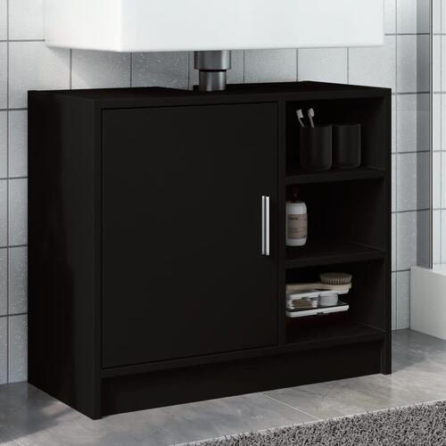 Underskab til håndvask 63x29x55 cm konstrueret træ sort