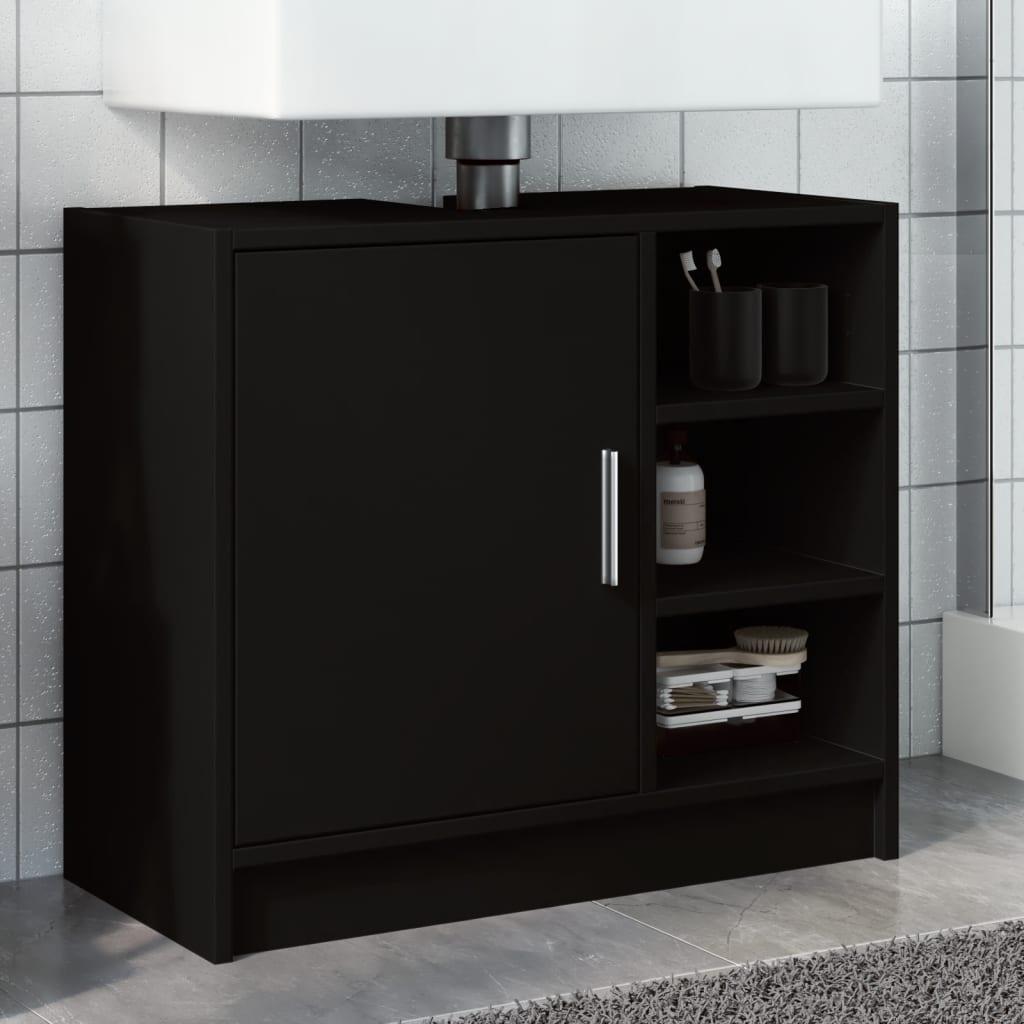 Underskab til håndvask 63x29x55 cm konstrueret træ sort