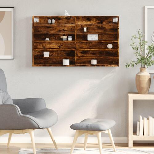 Vitrineskab 100x8,5x58 cm konstrueret træ røget egetræsfarve