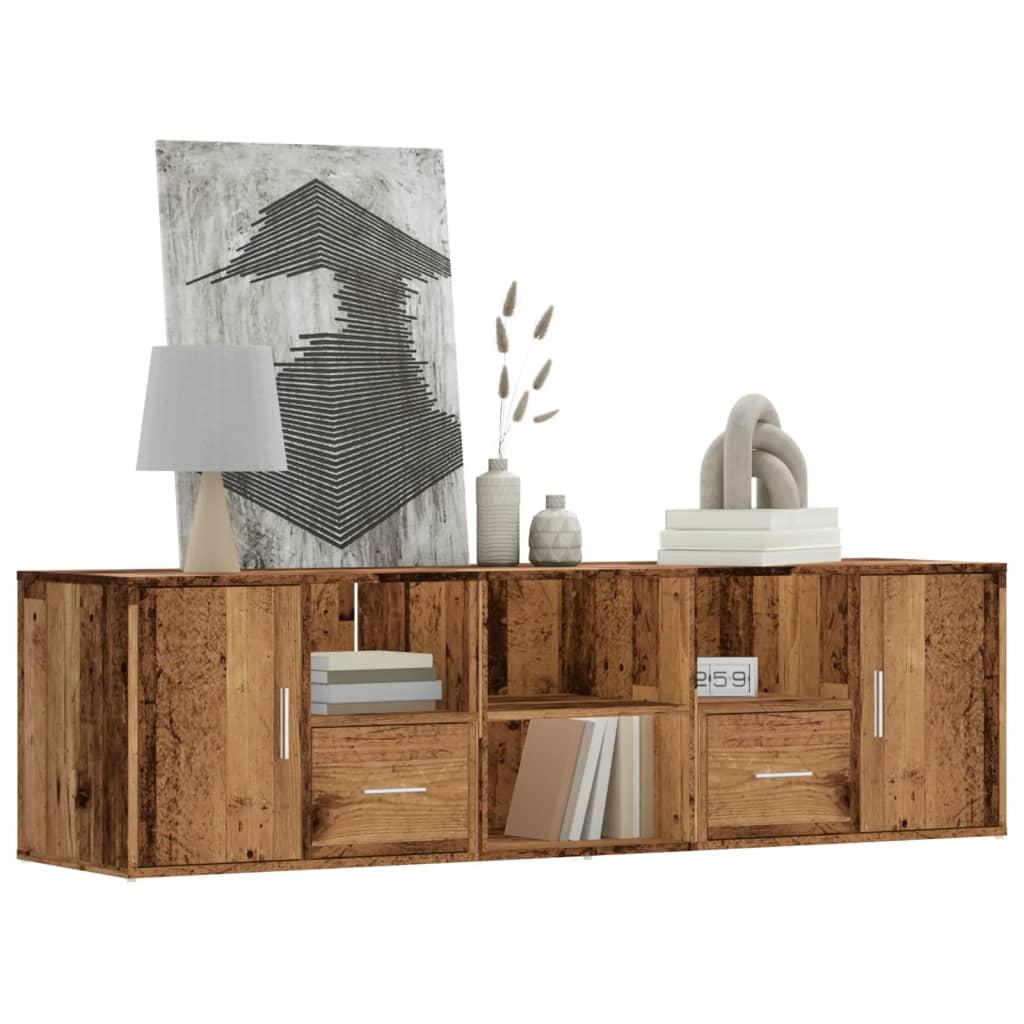Hjørneskab 160x40x45 cm konstrueret træ gammelt trælook billede