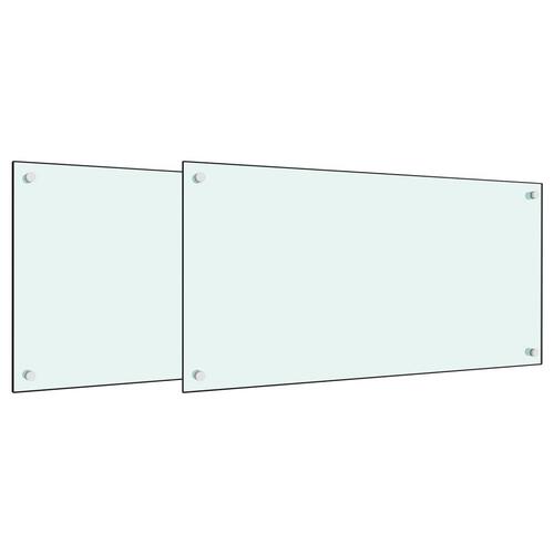 Stænkplader 2 stk. 80x40 cm hærdet glas hvid