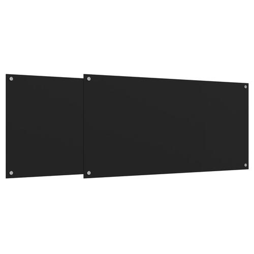 Stænkplader 2 stk. 80x60 cm hærdet glas sort