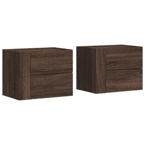 Væghængte sengeborde 2 stk. 45x30x35 cm brun egetræsfarve
