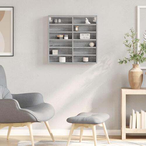 Vitrineskab 60x8,5x58 cm konstrueret træ grå sonoma-eg
