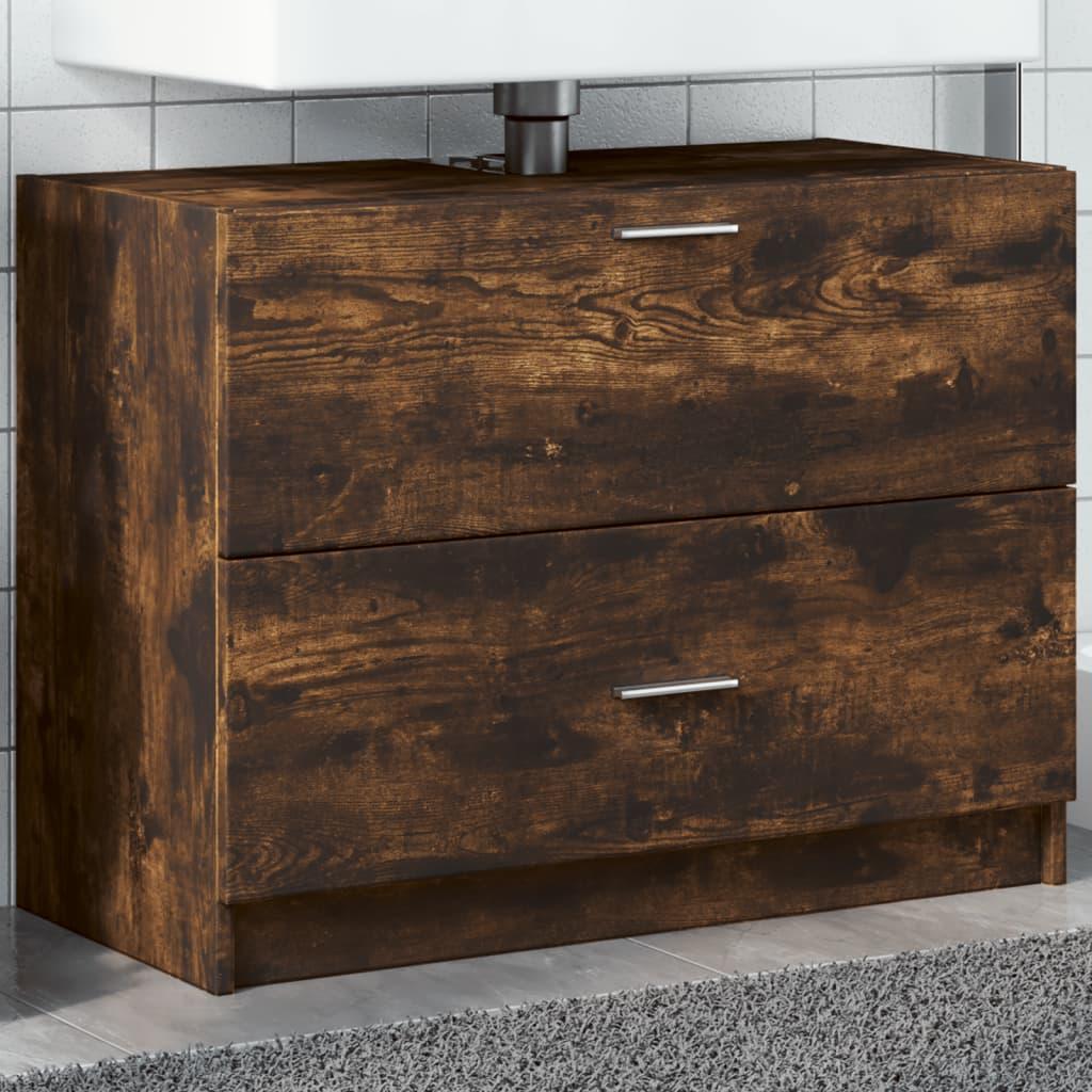 Underskab til håndvask 78x37x59 cm konstrueret træ røget eg