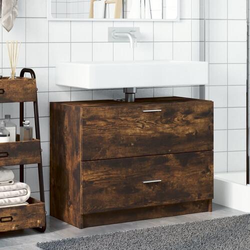 Underskab til håndvask 78x37x59 cm konstrueret træ røget eg