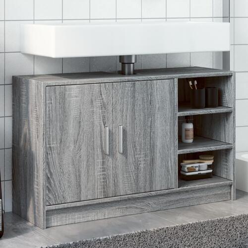 Skab til håndvask 90x29x55 cm konstrueret træ grå sonoma-eg