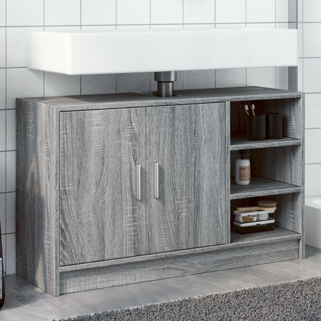 Skab til håndvask 90x29x55 cm konstrueret træ grå sonoma-eg