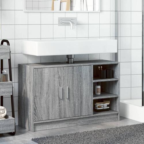 Skab til håndvask 90x29x55 cm konstrueret træ grå sonoma-eg