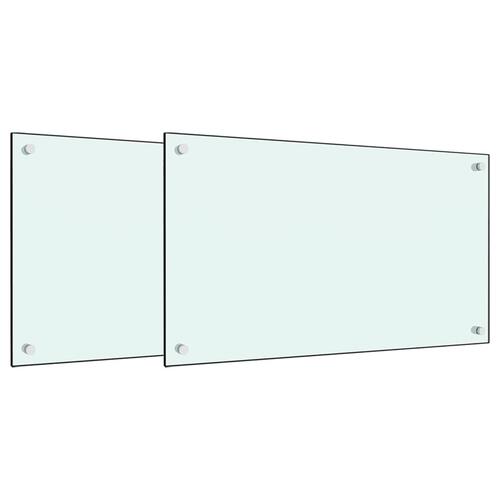 Stænkplader 2 stk. 70x60 cm hærdet glas hvid