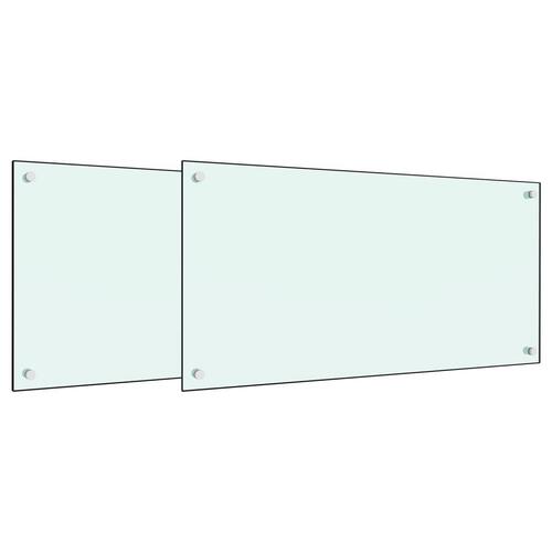 Stænkplader 2 stk. 80x50 cm hærdet glas hvid