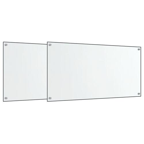 Stænkplader 2 stk. 80x50 cm hærdet glas gennemsigtig