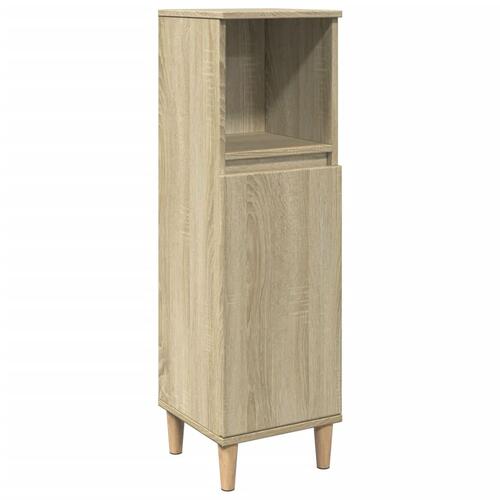 Badeværelsesskab 30x30x100 cm konstrueret træ sonoma-eg