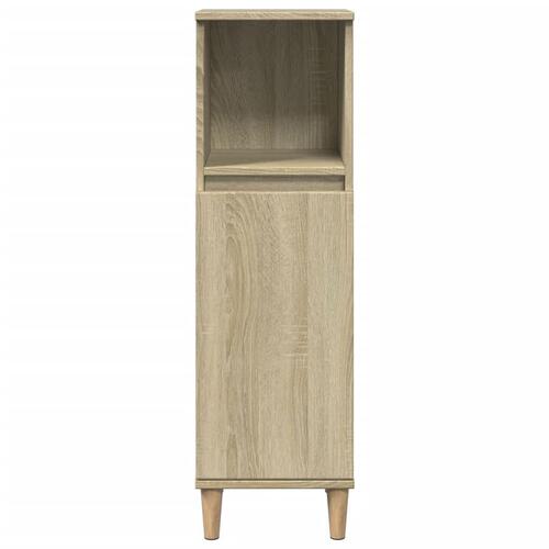 Badeværelsesskab 30x30x100 cm konstrueret træ sonoma-eg