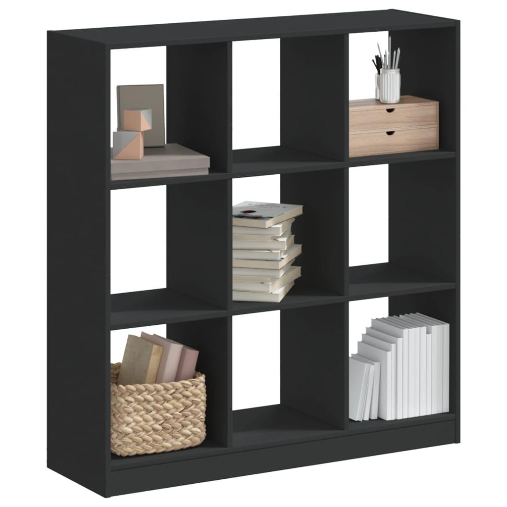 Bogreol 102x32x108 cm konstrueret træ sort