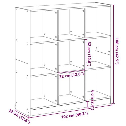 Bogreol 102x32x108 cm konstrueret træ sort