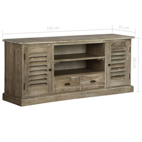 Tv-skab 145×35×60 cm i massivt minditræ - retro tv-bord med opbevaring