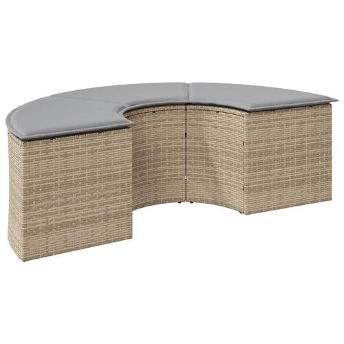 Haveskammel med hynde polyrattan beige