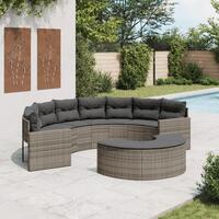 Sofasæt til haven 2 dele halvrund polyrattan grå