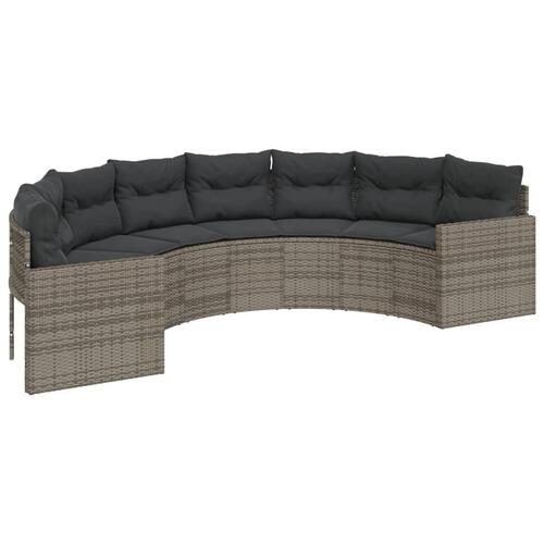Sofasæt til haven 2 dele halvrund polyrattan grå