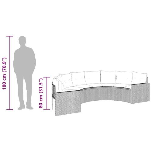 Sofasæt til haven 2 dele halvrund polyrattan grå