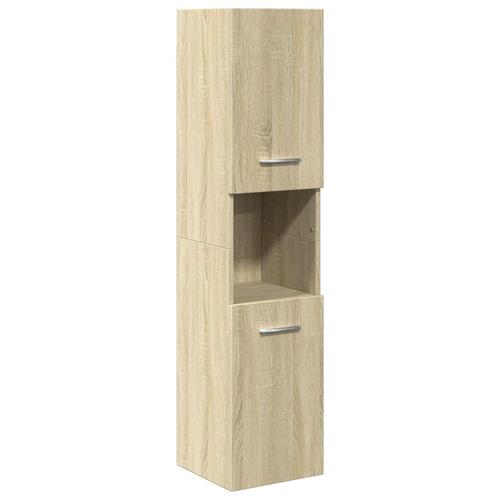 Badeværelsesskab 30x30x130 cm konstrueret træ sonoma-eg