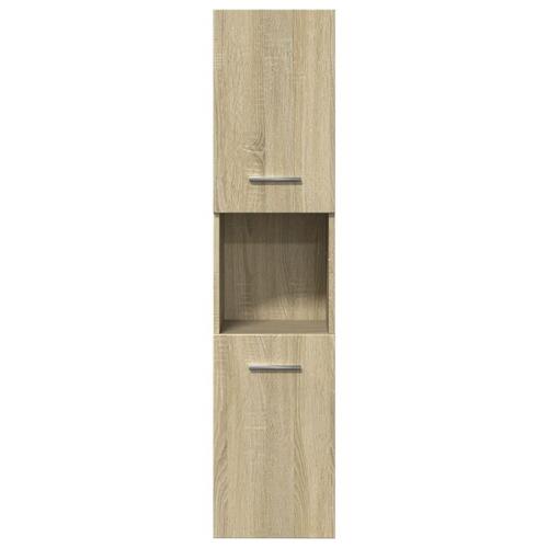 Badeværelsesskab 30x30x130 cm konstrueret træ sonoma-eg