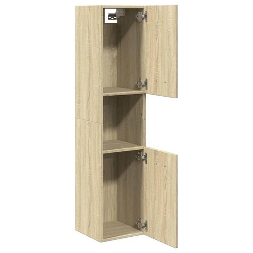 Badeværelsesskab 30x30x130 cm konstrueret træ sonoma-eg