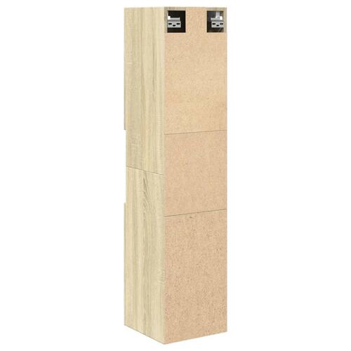Badeværelsesskab 30x30x130 cm konstrueret træ sonoma-eg