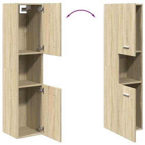 Badeværelsesskab 30x30x130 cm konstrueret træ sonoma-eg