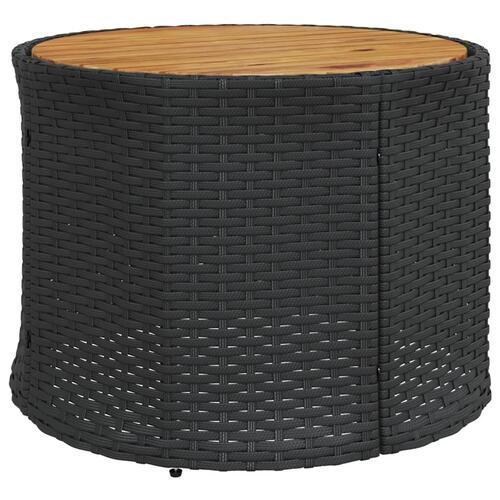 Havesofa med bord og hynder halvrund polyrattan sort