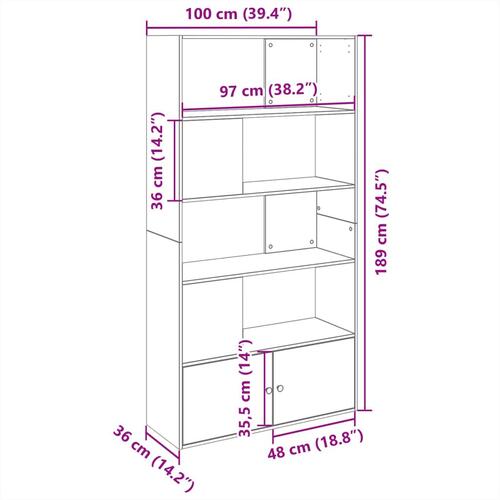 Bogreol 100x36x189 cm konstrueret træ hvid