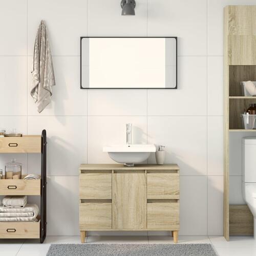 Underskab til håndvask 80x33x60 cm konstrueret træ sonoma-eg