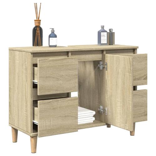 Underskab til håndvask 80x33x60 cm konstrueret træ sonoma-eg