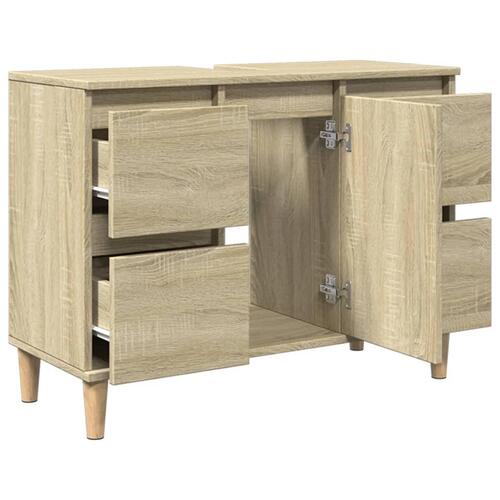 Underskab til håndvask 80x33x60 cm konstrueret træ sonoma-eg