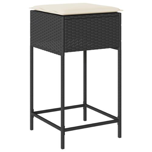 Barsæt til haven 7 dele med hynder polyrattan sort