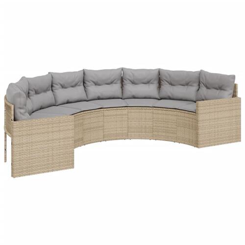 Sofasæt til haven 2 dele halvrund polyrattan beige