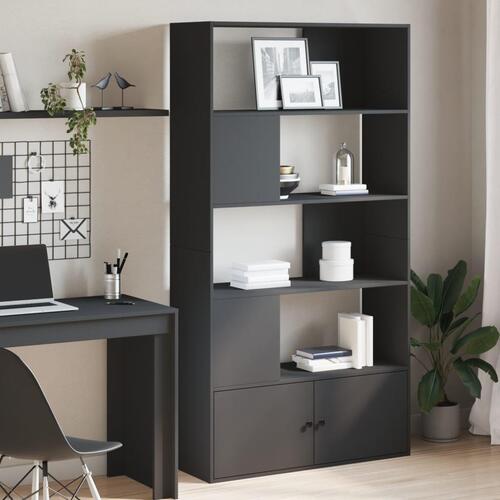 Bogreol 100x36x189 cm konstrueret træ sort
