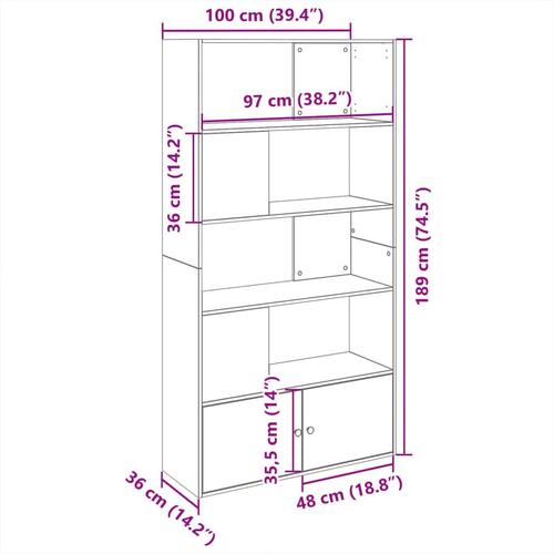 Bogreol 100x36x189 cm konstrueret træ sort