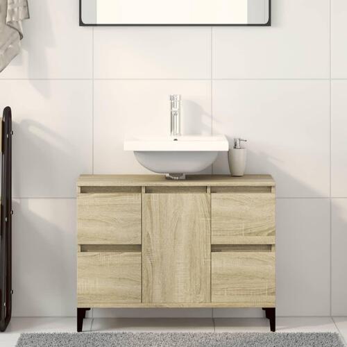 Underskab til håndvask 80x33x60 cm konstrueret træ sonoma-eg