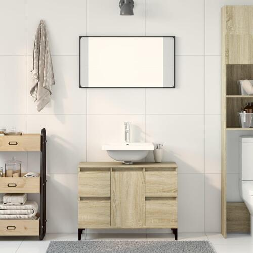 Underskab til håndvask 80x33x60 cm konstrueret træ sonoma-eg