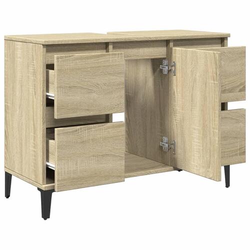 Underskab til håndvask 80x33x60 cm konstrueret træ sonoma-eg