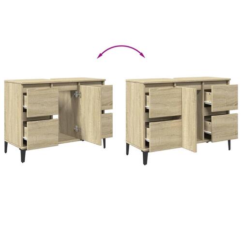 Underskab til håndvask 80x33x60 cm konstrueret træ sonoma-eg