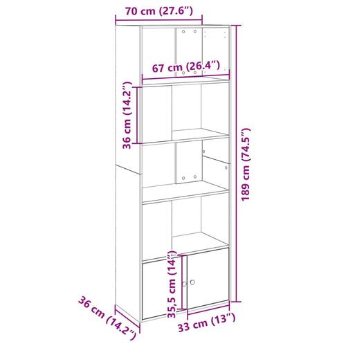 Bogreol 70x36x189 cm konstrueret træ hvid