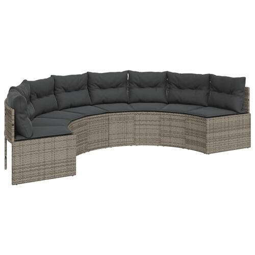 Sofasæt til haven 2 dele halvrund polyrattan grå