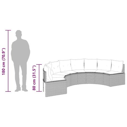 Sofasæt til haven 2 dele halvrund polyrattan grå
